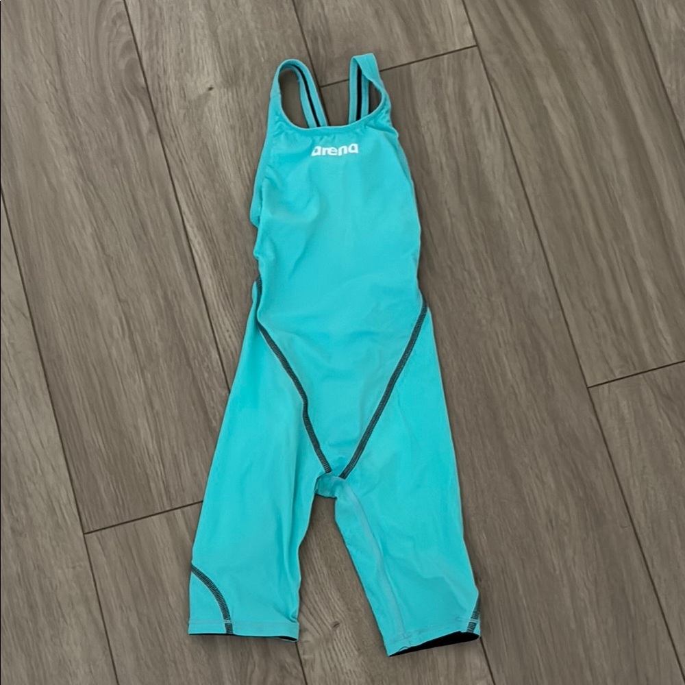 Arena Kids Teal Racing Kneelength Swimsuit